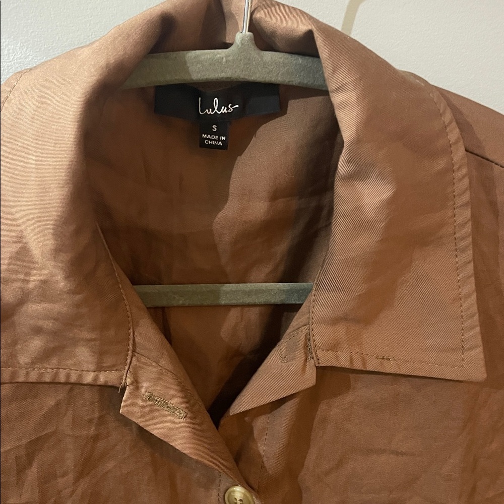 Lulus Small Brown Button Down Shacket Bobber Carg… - image 2